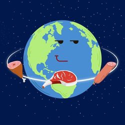 Земля с орбитой из мяса