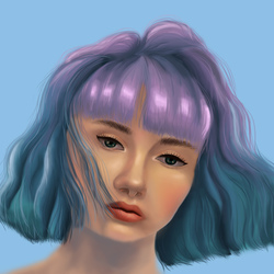 Девушка с синими волосами 