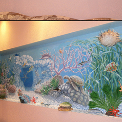 изображение аквариума в нише в интерьере