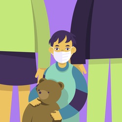 Ребенок в медицинской маске 