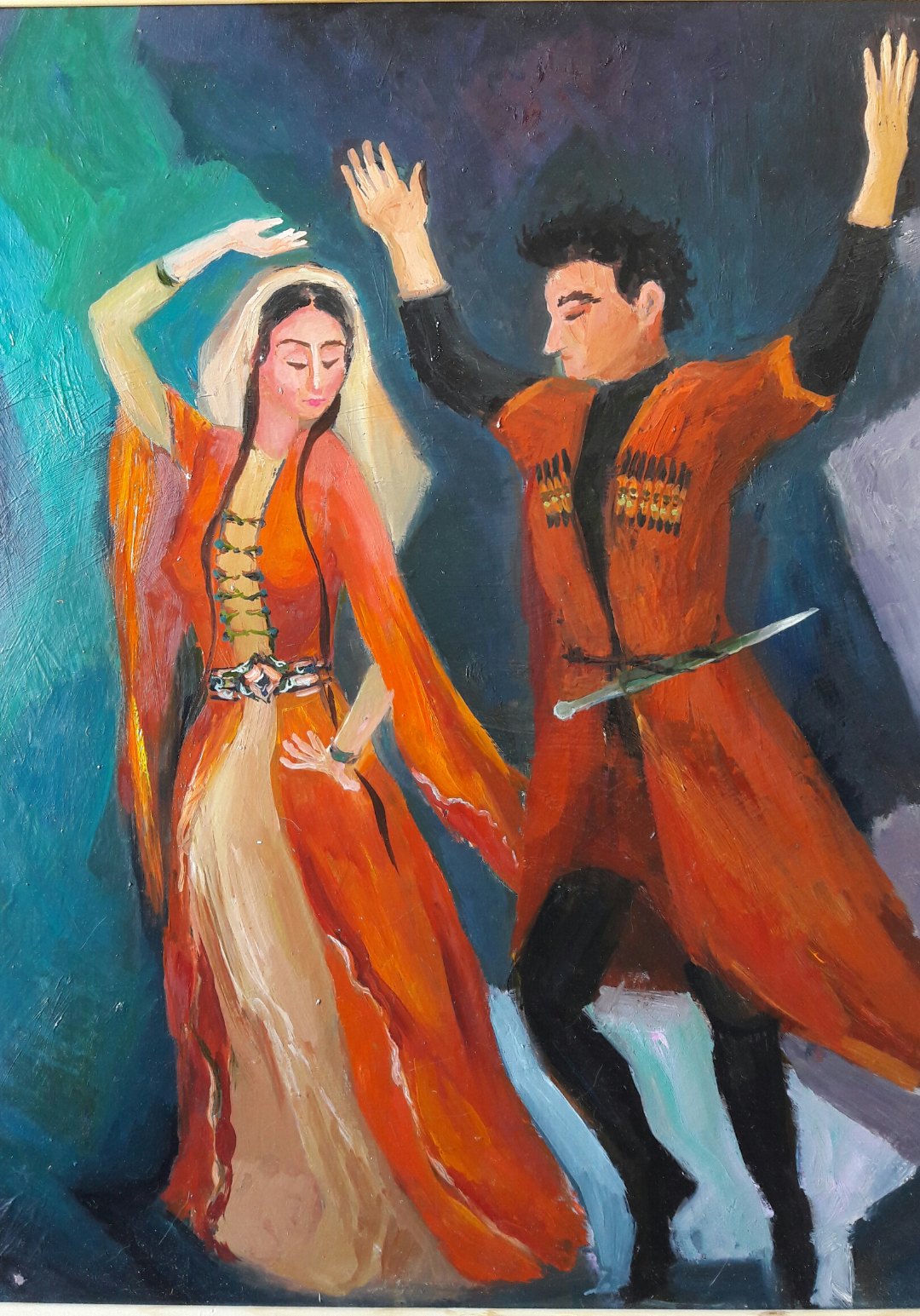 Старинный грузинский танец с платком. Грузинская живопись. Грузинка живопись. Грузинские танцы в живописи. Лезгинка живопись.