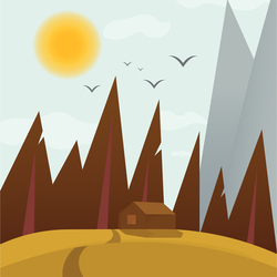 Домик в осеннем лесу