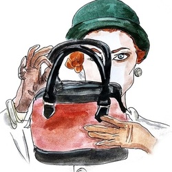 Девушка с ретро сумочкой