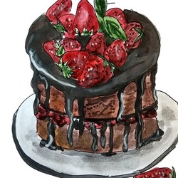 Шоколадный торт с клубникой
