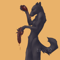 собачка кушает