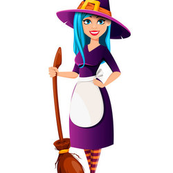 симпатичная ведьмочка, персонаж для праздника Halloween