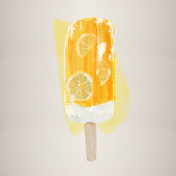 акварельное фруктовое мороженое лимон