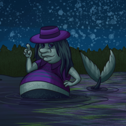 Водяной и царевна-лягушка в озере