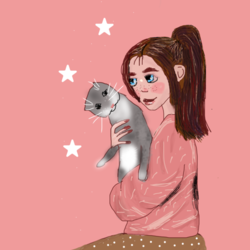 Девочка с домашним питомцем