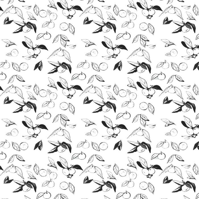 Иллюстрация Раскраска -мандаринки, ч/б, паттерн в стиле