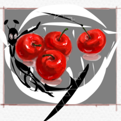 Ant and cherries