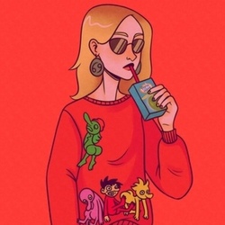 Ироничная девушка с фруто-няней