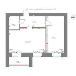 План демонтажа перегородок, радиаторов и дверных проемов