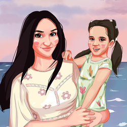 Portrait of woman and a girl