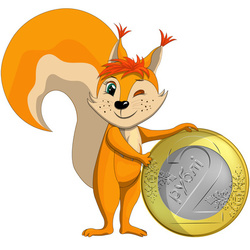 Белка с монетой