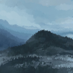 Mountains in the fog