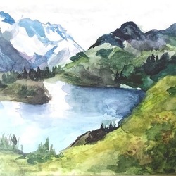 Горы и озеро