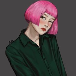 девушка с розовыми волосами