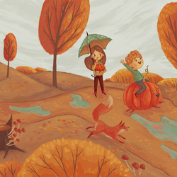 Иллюстрация для обложки осеннего номера детского журнала