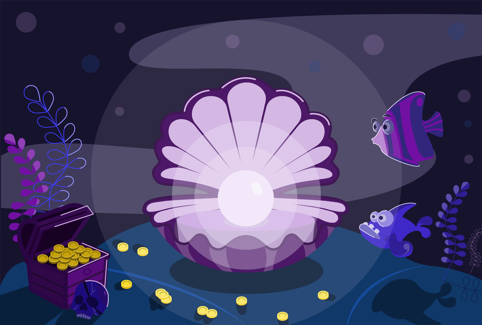 underwater world with a shell