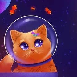Иллюстрация для блокнота «Космический котёнок»
