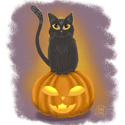 Кот на тыкве Halloween