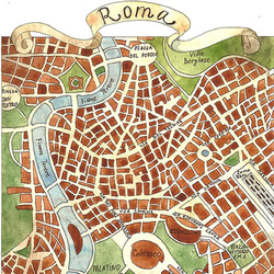 Акварельная карта Рима