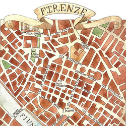 Акварельная карта Флоренции