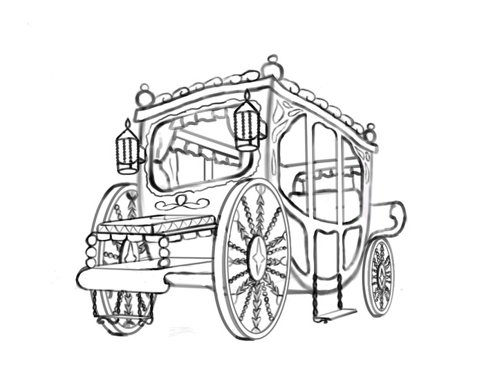 Иллюстрация Карета в стиле графика, компьютерная графика, скетчи