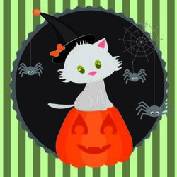 Кот Хеллоуин открытка