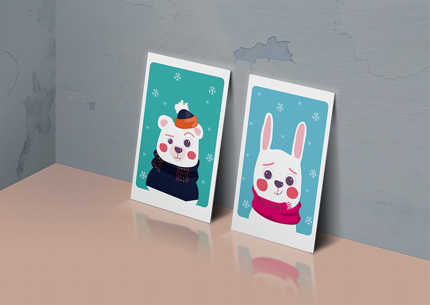 Серия новогодних открыток со зверушками