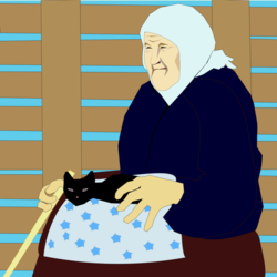 Бабушка с  кошкой