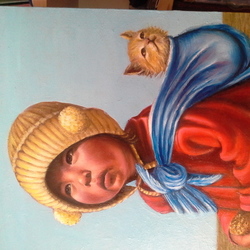 девочка и  кошка