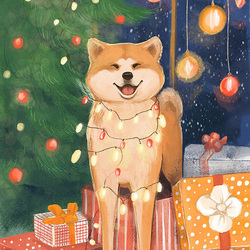 Серия открыток "Новогодние собачки"