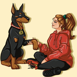 Портрет девушки с собакой