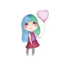 Девочка с сине-зелеными волосами