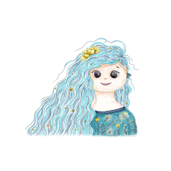 Девочка с голубыми волосами