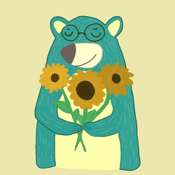 Мишка Нэби с подсолнухами 🌻🌻