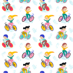 Паттерн дети на велосипедах