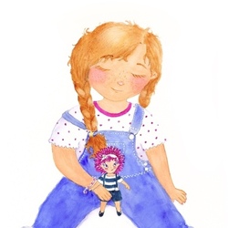 Девочка Мила и ее бумажная кукла Лотта