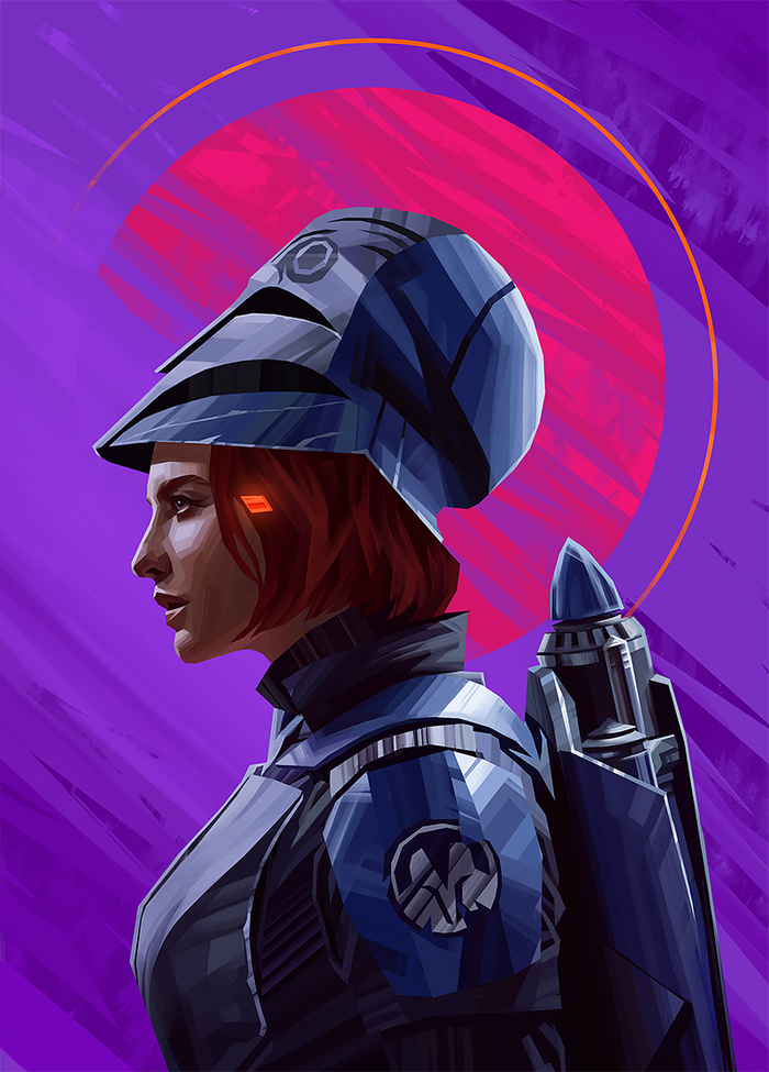 Иллюстрация Bo-Katan в стиле комикс, плакат, реализм