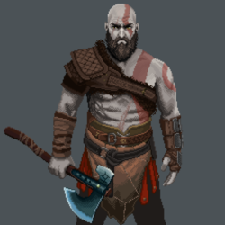 Pixel Art Kratos (God of War)