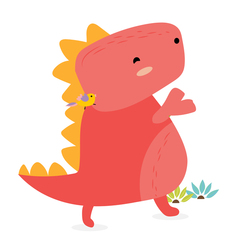 Милый красный динозавр 