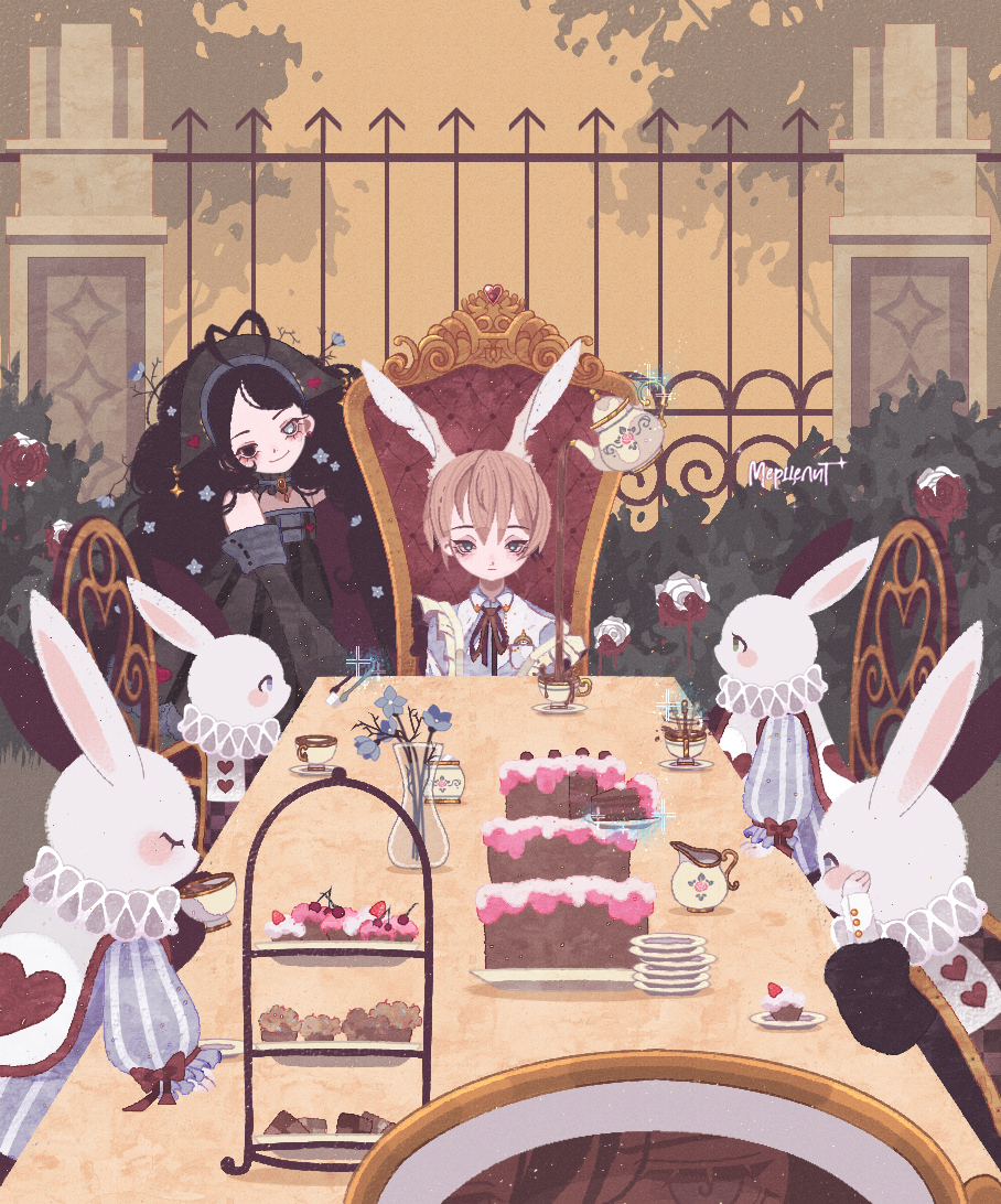 "Кроличье чаепитие" (мои оригинальные персонажи)
