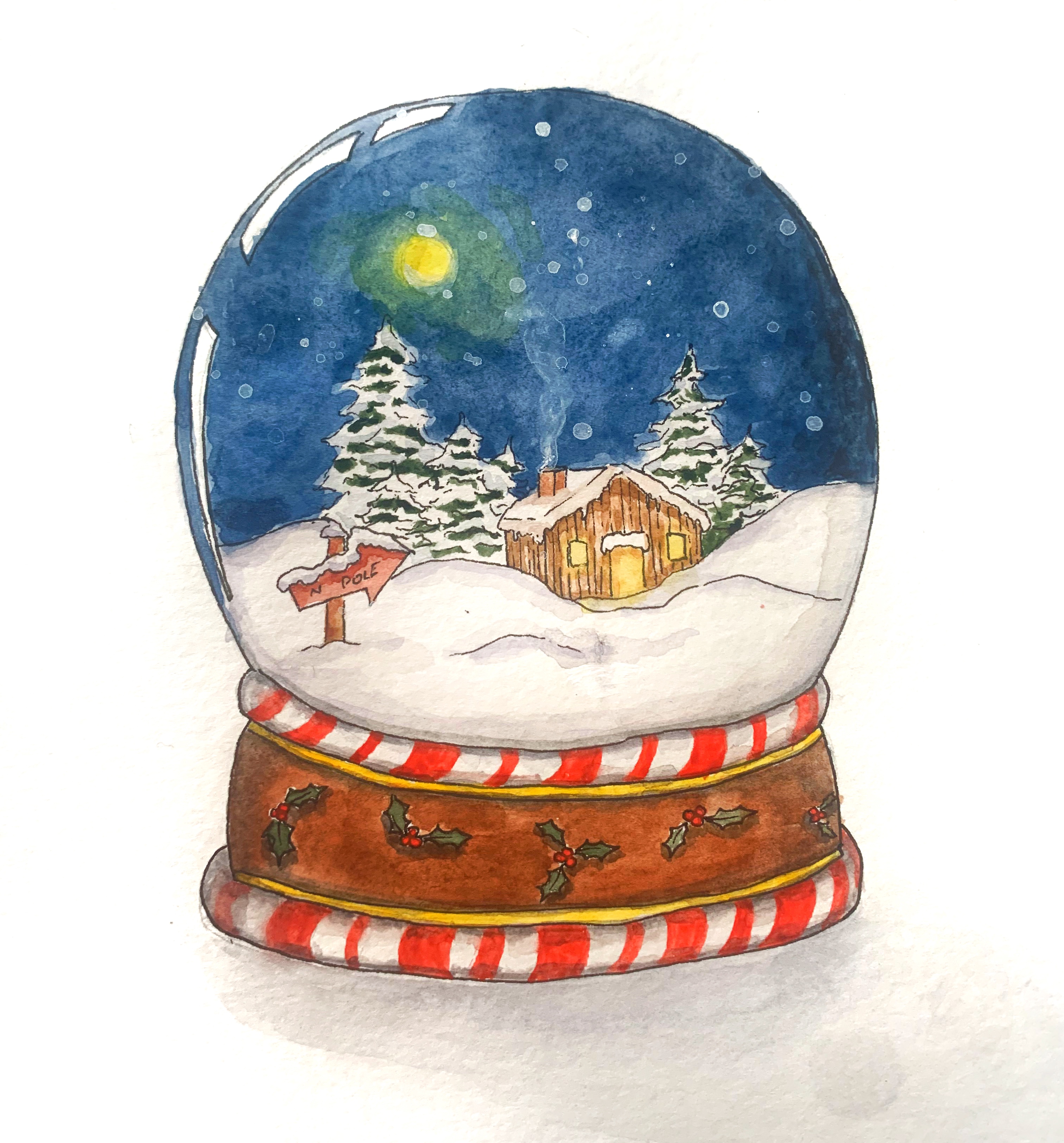 Рисунок снежный шар новогодний - 75 фото