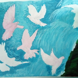 Голуби над водопадом