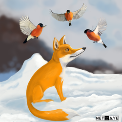 Лисичка и снегири