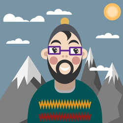 Лыжник в горах