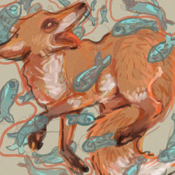 Лиса с рыбой