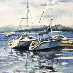 Yachts on lake Turgoyak 